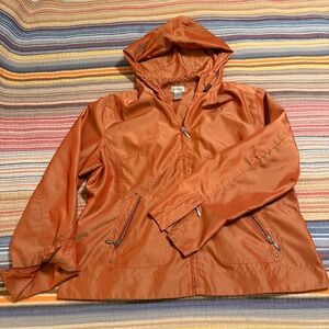 Chicos Orange‎ Lightweight Hooded Zip Up Jacket Women Size 2